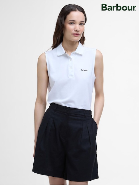 Barbour® White Bowford Sleeveless Polo Top (AC0481) | €77