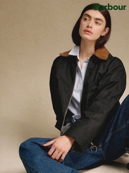 Barbour® Black 100% Cotton Catlin Showerproof Jacket (AC0493) | ₪1,267