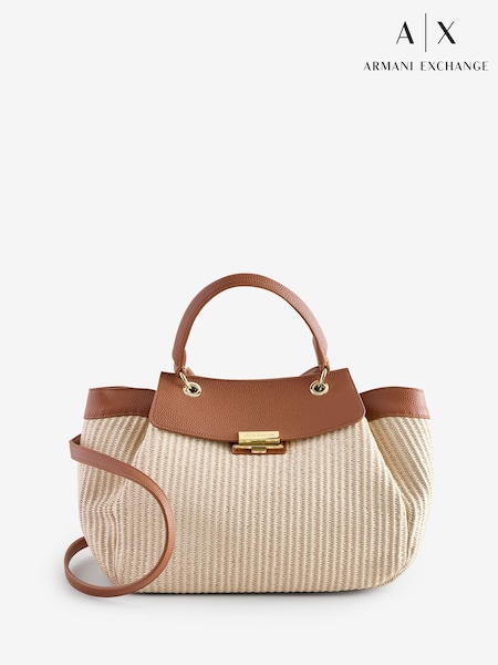 Armani Exchange Raffia Style Large Brown Bag (AC0549) | ₪830