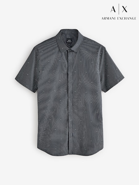 Armani Exchange Blue Pinstripe Logo Print Shirt (AC0562) | €113