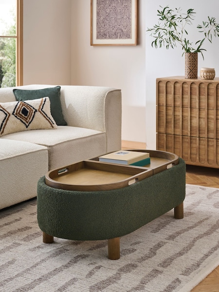 Casual Boucle Olive Green Ashton Large Storage Stool (AC0584) | €305