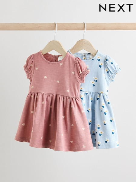 Blue/ Mauve Purple - Jersey Baby Dresses 2 Pack (0mths-3yrs) (AC0594) | 19 € - 22 €