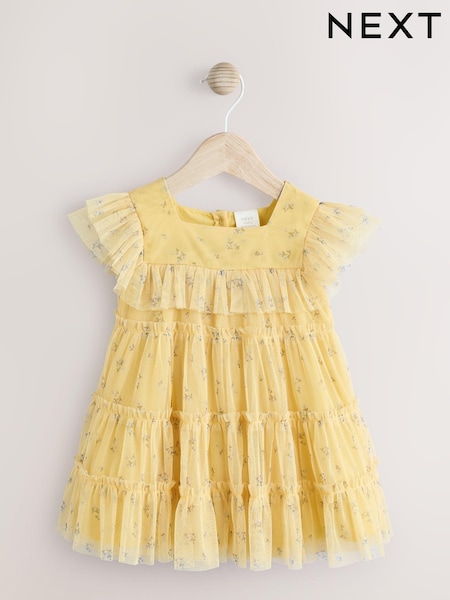 أصفر زهور - Mesh Baby Dress (0mths-2yrs) (AC0595) | ‏84 ر.س.‏ - ‏95 ر.س.‏