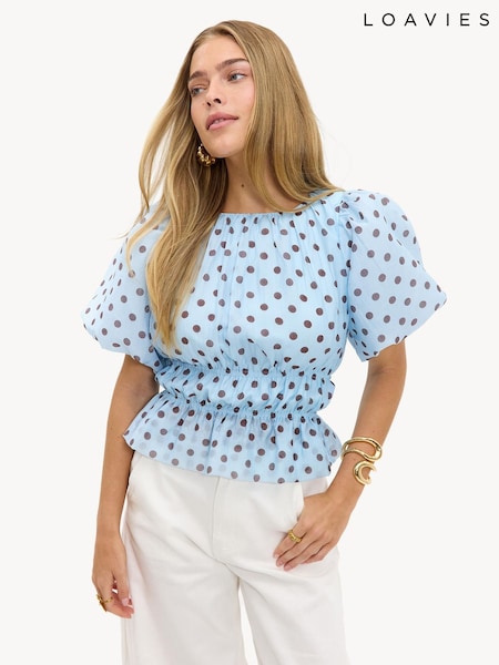 Blue - Loavies Vivid Love Polka Dot Top