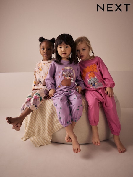 Diseño de Hamish en rosa/morado - Jogger Pyjamas 3 Pack (9mths-11yrs) (AC0779) | 40 € - 51 €
