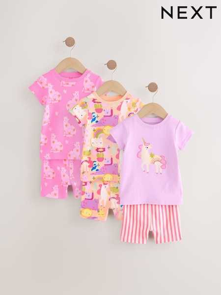 Rosa con unicornio - Short Pyjamas 3 Pack (9mths-12yrs) (AC0785) | 32 € - 40 €