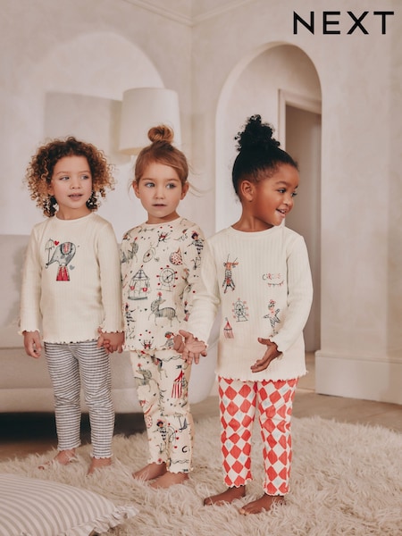 Rot/Ecru - Snuggle Pyjamas 3 Pack (9mths-10yrs) (AC0791) | 38 € - 47 €