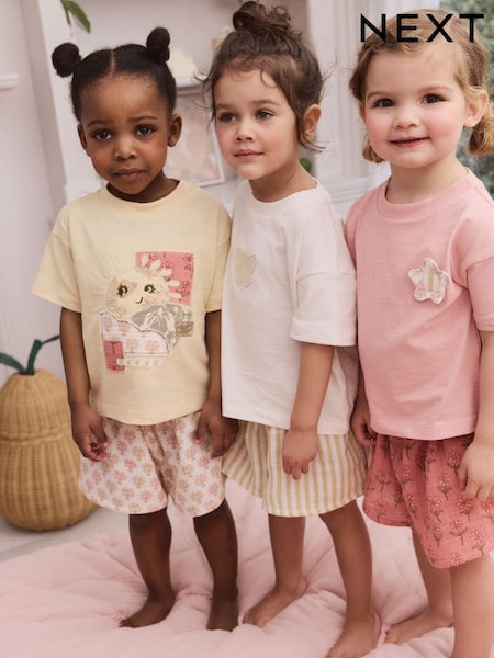 Жовтий - Woven Bottoms Shorts 100% Cotton Pyjamas 3 Pack (9mths-16yrs) (AC0793) | 1 194 грн - 1 606 грн