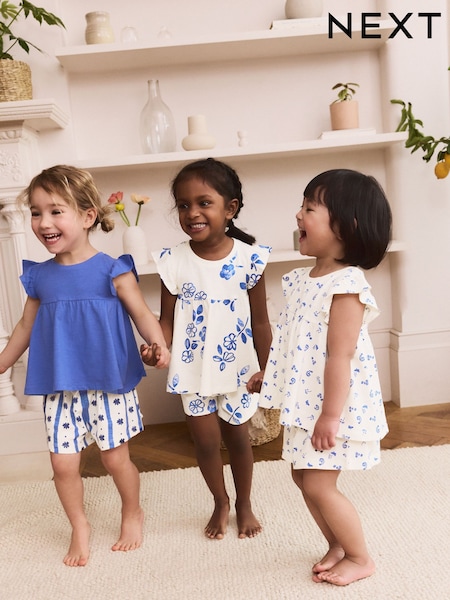 Azul - Frill Floral Print 100% Cotton Pyjamas 3 Pack (9mths-8yrs) (AC0799) | 33 € - 41 €