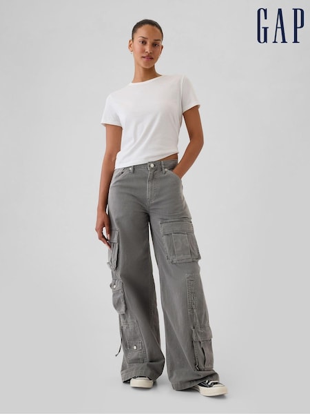 Gap Grey Mid Rise Relaxed Cargo Trousers (AC0825) | €45