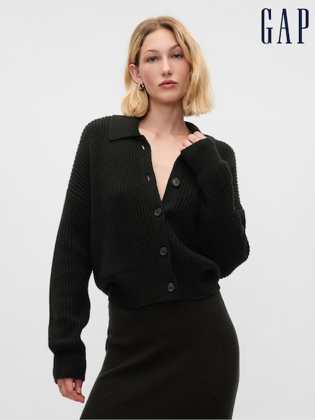 Gap Black CashSoft Long Sleeve Ribbed Collar Cardigan (AC0826) | €29