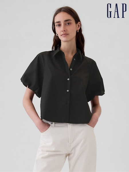 Gap Black Cotton Bubble Short Sleeve Shirt (AC0831) | €23