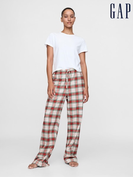 Gap Red Matching Family Christmas 100% Cotton Relaxed Traditional Check Pyjama Bottoms (AC0979) | €17