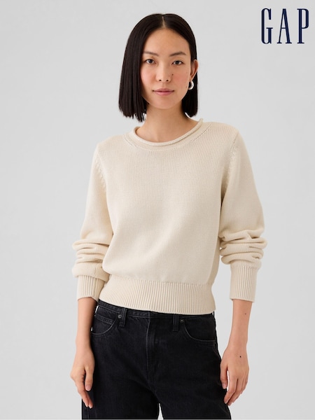 Gap Cream Soft Cotton Shrunken Roll Neck Jumper (AC0982) | €59