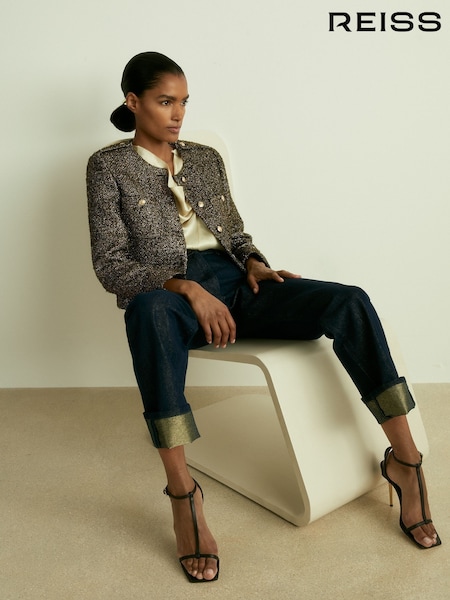 Reiss Gold Wynee Lamé-Tweed Jacket (AC0993) | €363