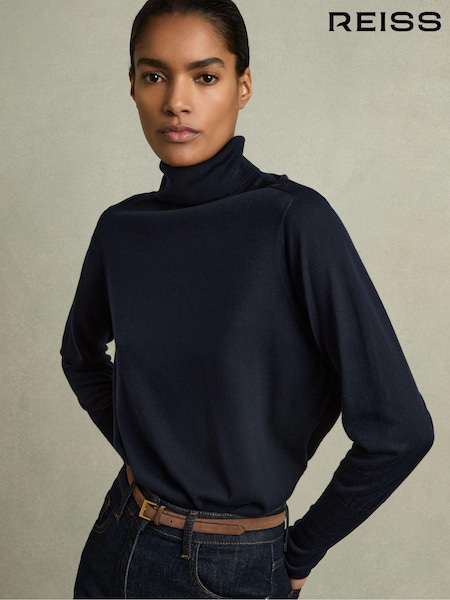 Reiss Navy Wren Roll-Neck Jumper With Cashmere (AC1002) | €97