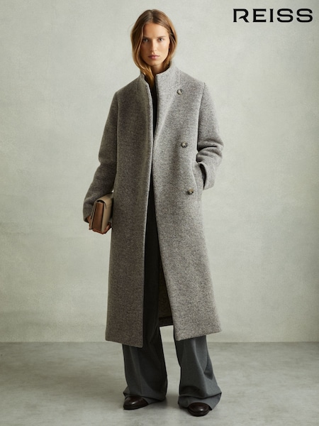 Reiss Grey Dahlia Knitted Funnel-Neck Coat (AC1004) | €285