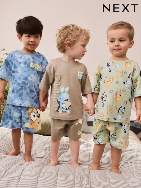 Blue/Green License Bluey 3 Pack 100% Cotton Short Pyjamas (12mths-8yrs) (AC1061) | €41 - €49
