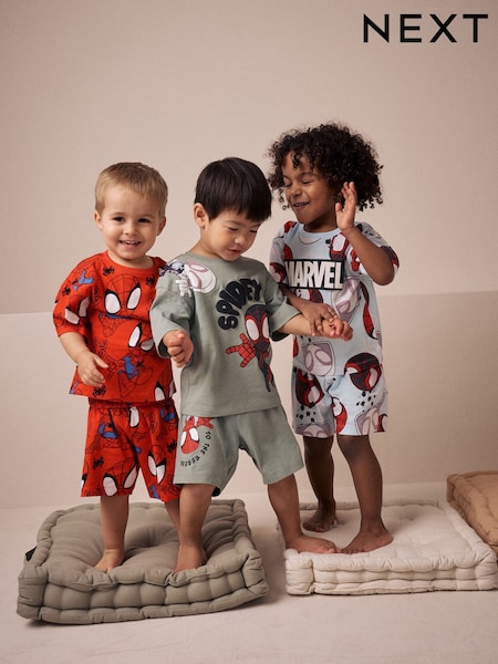 Red/Blue Spidey License Short Pyjamas 3 Pack (12mths-10yrs) (AC1065) | €41 - €49