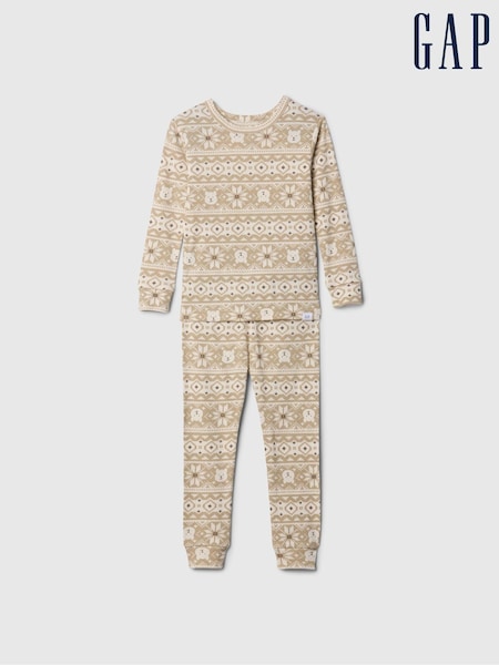 Gap Beige Fair Isle Organic Brushed Cotton Christmas Pyjama Set (12mths-5yrs) (AC1100) | €9