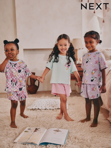 Flieder-Violett - 100% Cotton Minnie Mouse Shorts Pyjamas 3 Pack (9mths-12yrs) (AC1114) | 41 € - 52 €