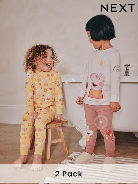 Rosa/Creme - 100% Cotton Peppa Pig Long Sleeved Snuggle Pyjamas 2 Pack (9mths-8yrs) (AC1128) | 35 € - 44 €