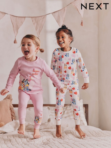 Pink - Bluey Long Sleeved Snuggle 100% Cotton Pyjamas 2 Pack (12mths-8yrs) (AC1131) | 35 € - 44 €