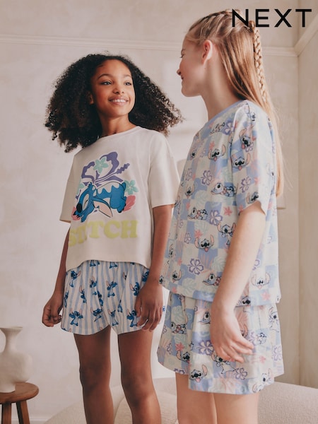 Blau/Ecru - Stitch Short Pyjamas 2 Pack (3-16yrs) (AC1132) | 37 € - 47 €