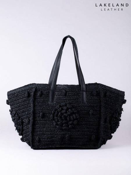 Lakeland Leather Black Nisha Raffia Tote Bag (AC1212) | €31