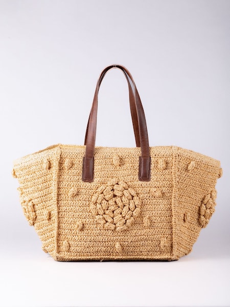 Lakeland Leather Cream Nisha Raffia Tote Bag (AC1214) | €59
