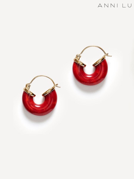 Anni Lu Red Petit Swell Gold Tone Hoops (AC1217) | AED349