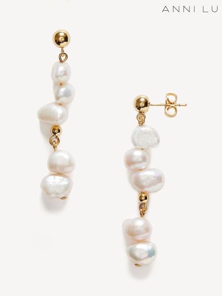 Anni Lu Gold Tone Plated Pearly Drop Earrings (AC1221) | AED641