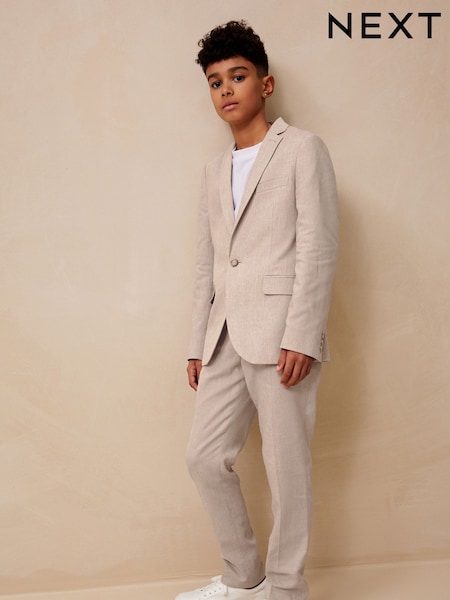 Neutral Linen Suit Jacket (3-16yrs) (AC1237) | 198 QAR - 272 QAR