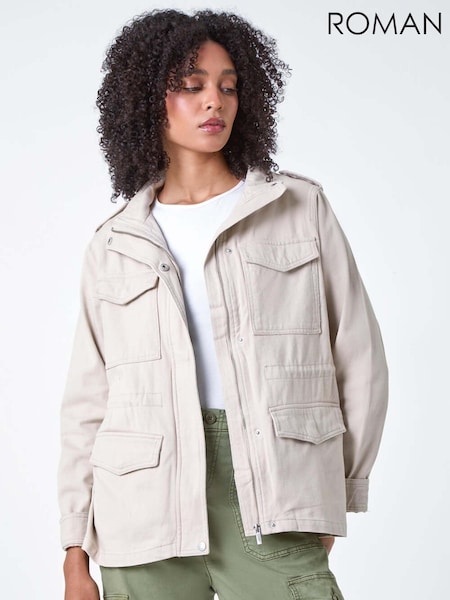 Roman Natural Funnel Neck 100% Cotton Jacket (AC1270) | €56