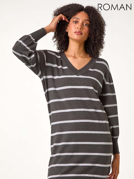 Roman Stripe Print Knitted Jumper Dress (AC1285) | R$ 510