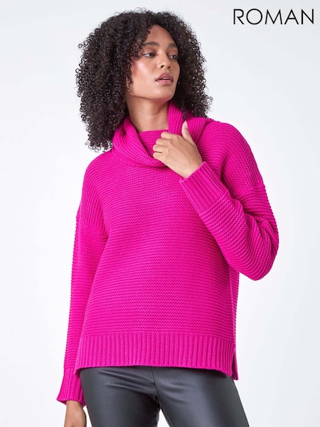Roman Pink Textured Cowl Neck Jumper (AC1305) | €50
