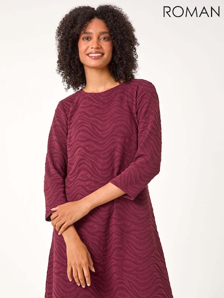 Roman Red Smileyworld Textured Wave Print A-Line Dress (AC1314) | €53
