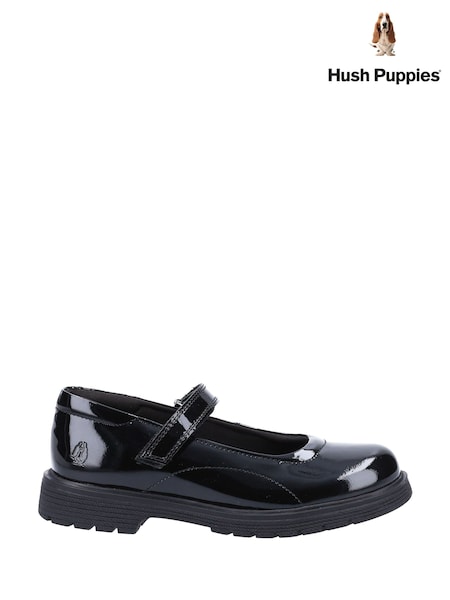 Black - Hush Puppies Tally Senior Patent School Shoes