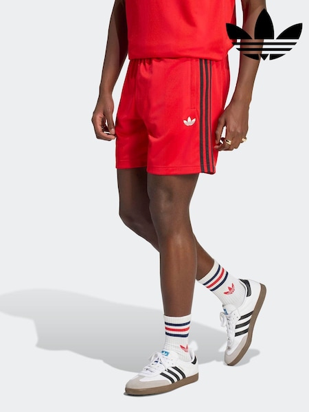 Red - Regular Adidas Originals Adicolor Jacquard Shorts