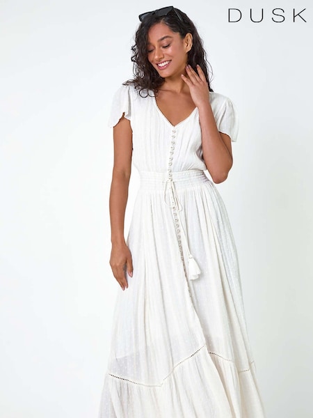 Dusk Button Front Shimmer Stripe Maxi Dress (AC1478) | ‏327‏₪
