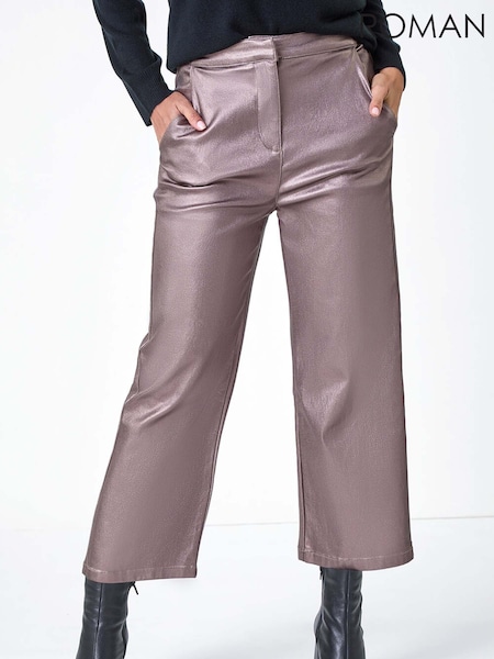 Roman Metallic Coated Wide Leg Cropped Trousers (AC1500) | €57