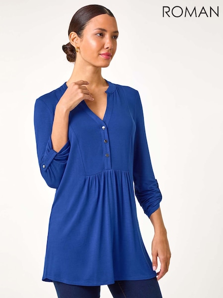 Roman Button Detail Tunic Top (AC1507) | R$ 425