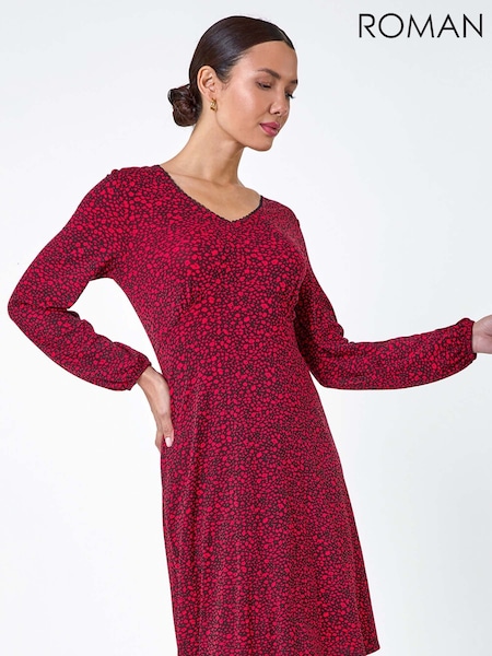 Roman Ditsy Floral Print Lace Trim Stretch Dress (AC1514) | R$ 510
