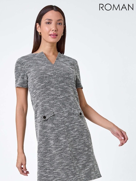 Roman Black Textured Pocket Detail Stretch Dress (AC1516) | 2,523 UAH