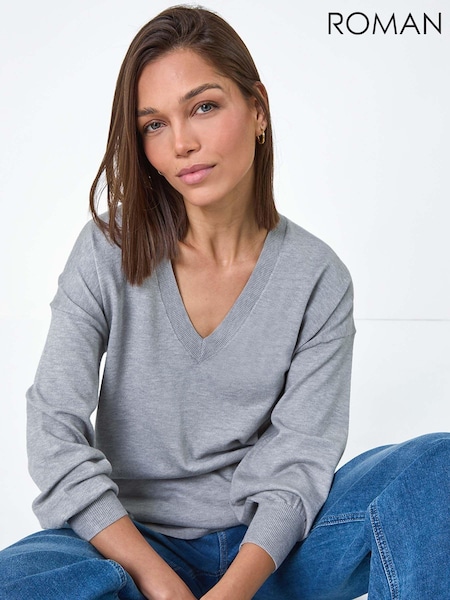 Roman Plain V-Neck Stretch Jumper (AC1603) | R$ 385