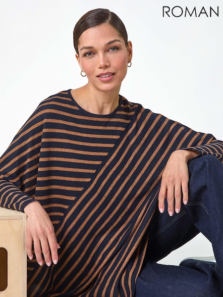 Roman Contrast Stripe Stretch Jersey Top (AC1607) | ‏201‏₪