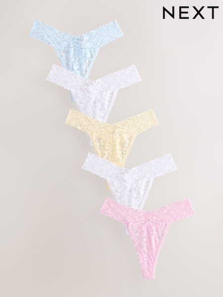 Пастельный - Floral Lace Knickers 5 Pack (AC1629) | €25