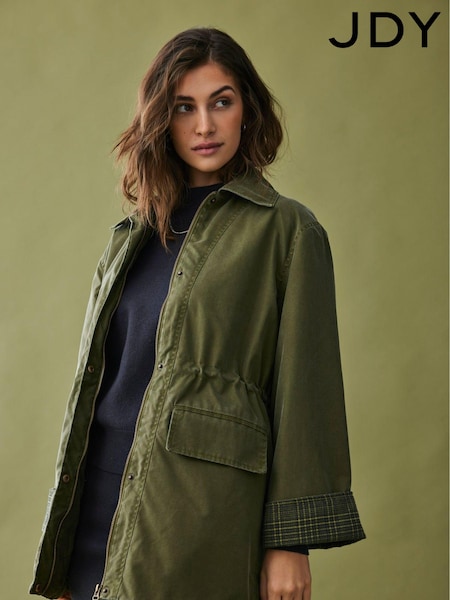 JDY Green Coated Barn 100% Cotton Jacket (AC1633) | ₪377