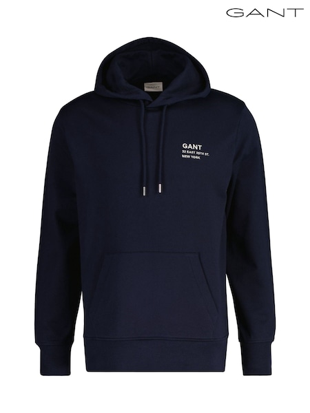 GANT Navy Script 100% Cotton Graphic Hoodie (AC1844) | R$ 1,235
