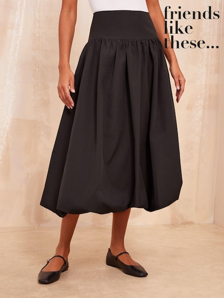 Friends Like These Black Midi Bubble Hem Skirt (AC1862) | €38
